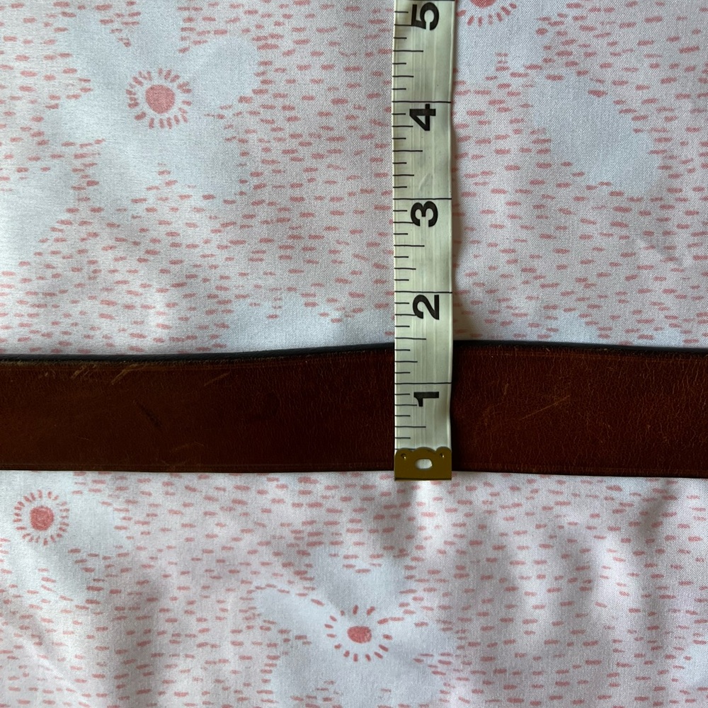 VTG GAP Cognac Brown Genuine Leather Belt Solid Brass Silver Buckle 34 Waist - Picture 6 of 11